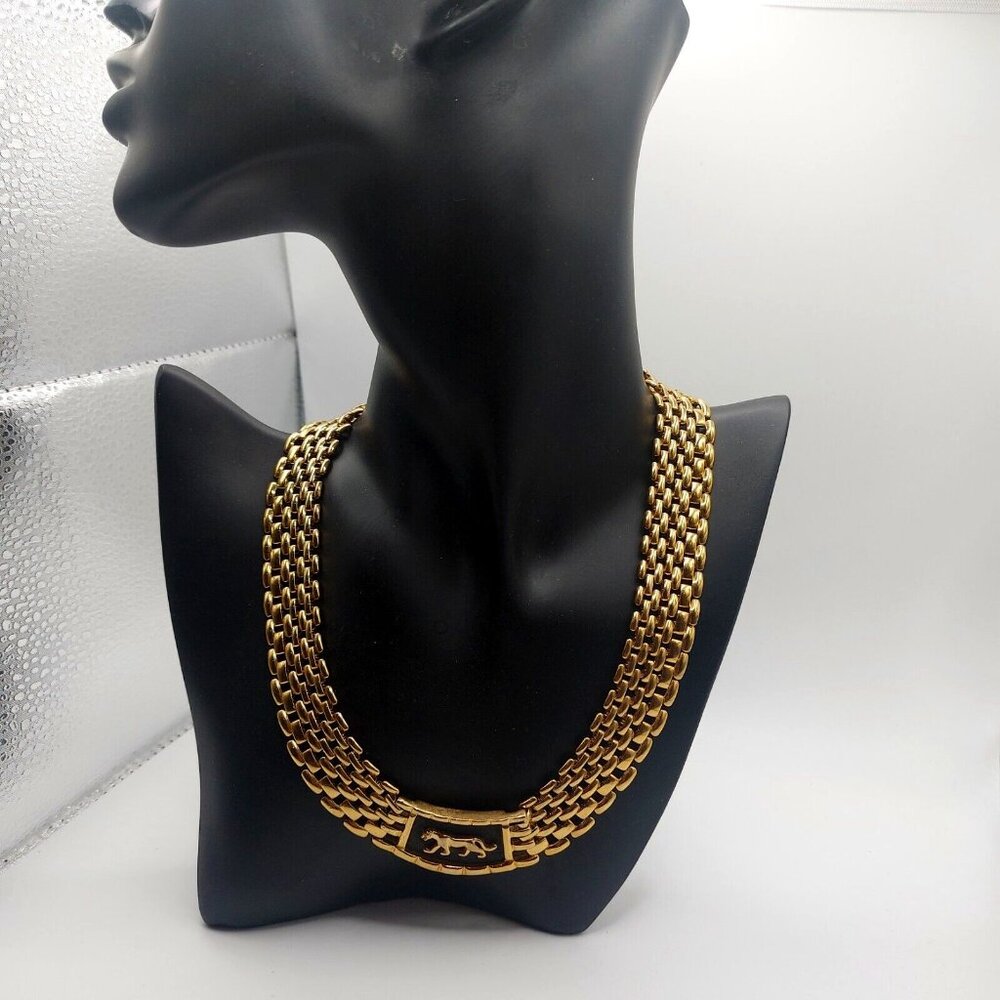 Elegant Gold toned Panther Chain Necklace